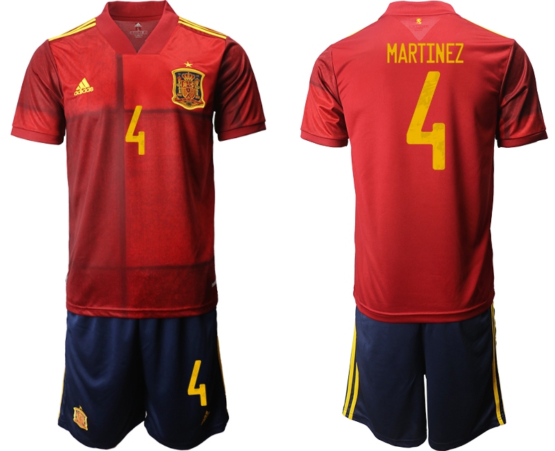 Men 2021 European Cup Spain home red #4 Soccer Jersey